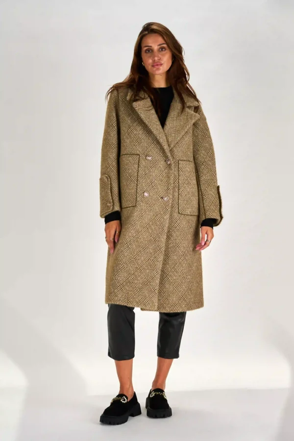 ELEGANTNI PLAŠČ IZ MEHKE TWEED TKANINE